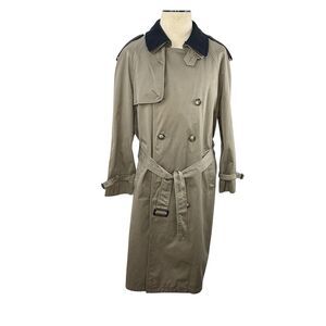 42 R Men's Vintage Lauren Ralph Lauren Trench Coat Overcoat Tan Belted Pockets
